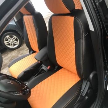 Авточехлы Автопилот Чёрный оранжевый Ромб