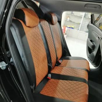 Авточехлы Автопилот Чёрный коричневый Ромб